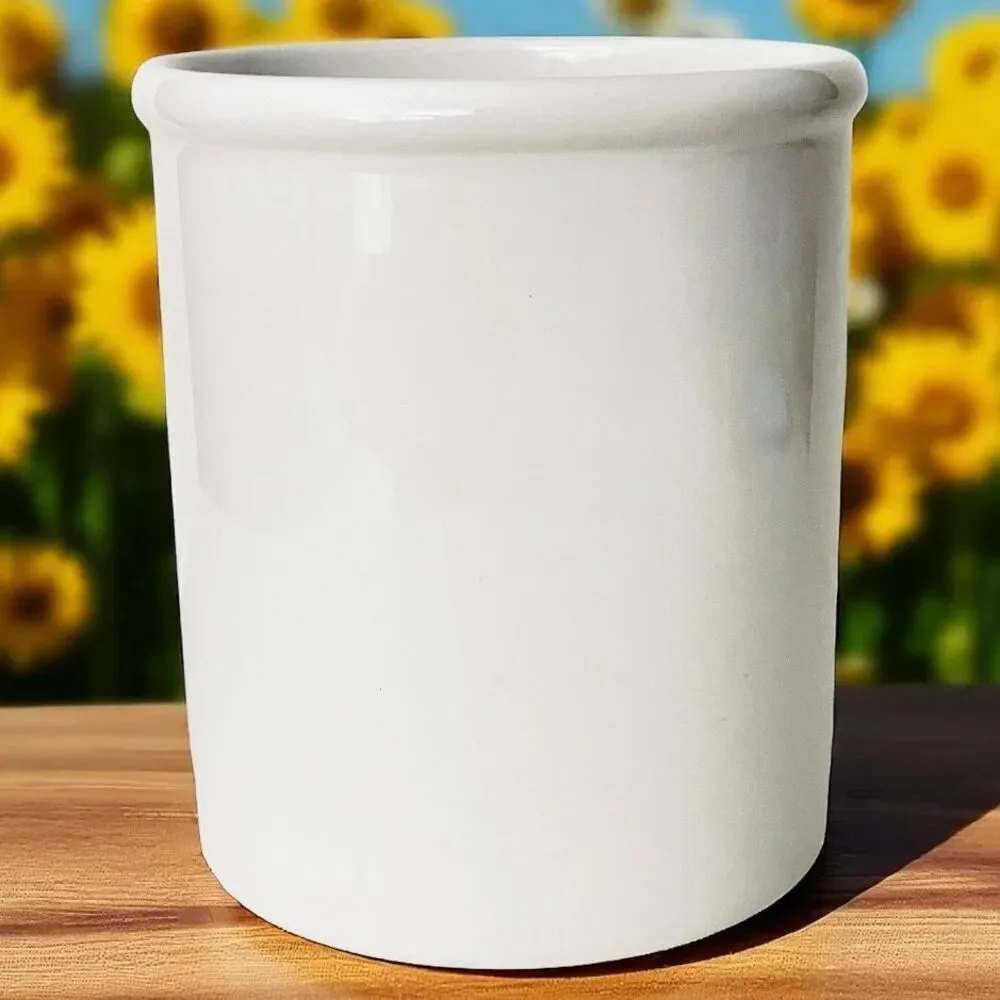 NWT Devotions Bless the Food Utensil White Ceramic Inspirational Container Jar